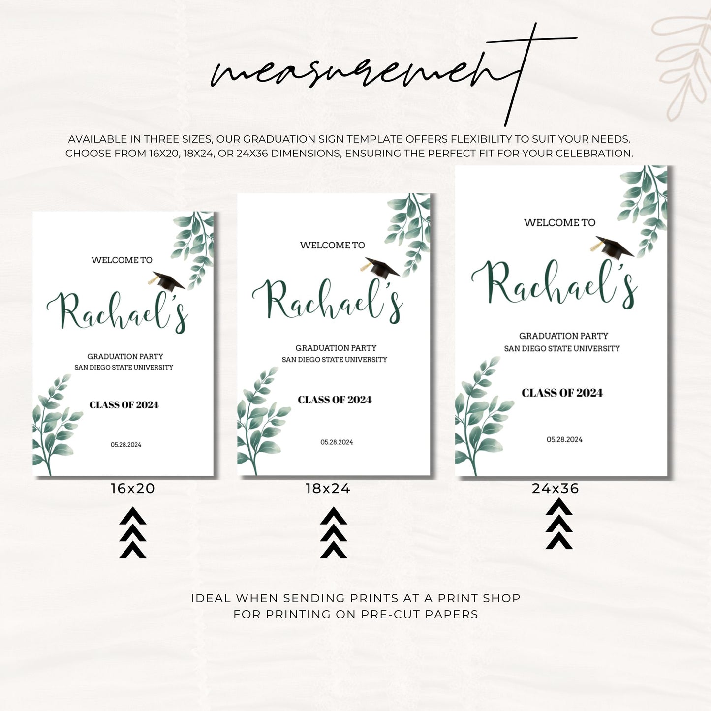 Graduation Party Sign Template Greenery