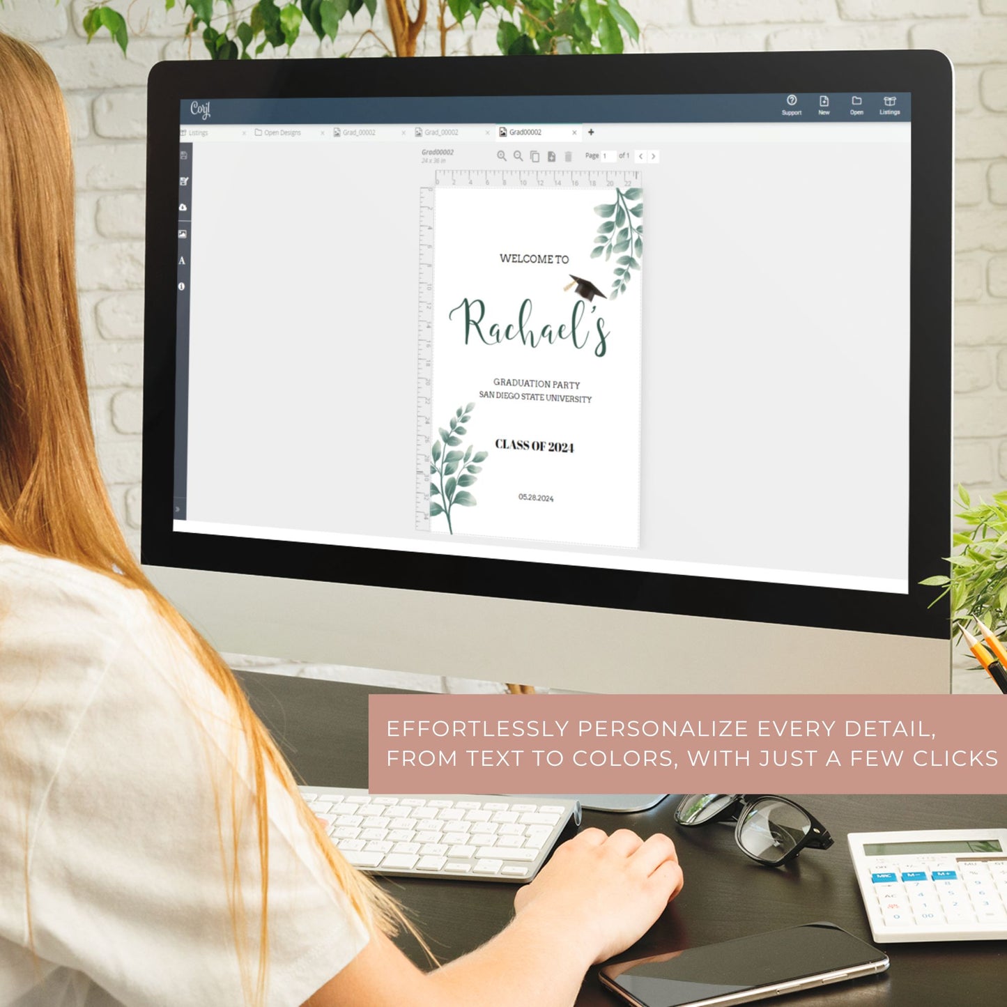 Graduation Party Sign Template Greenery