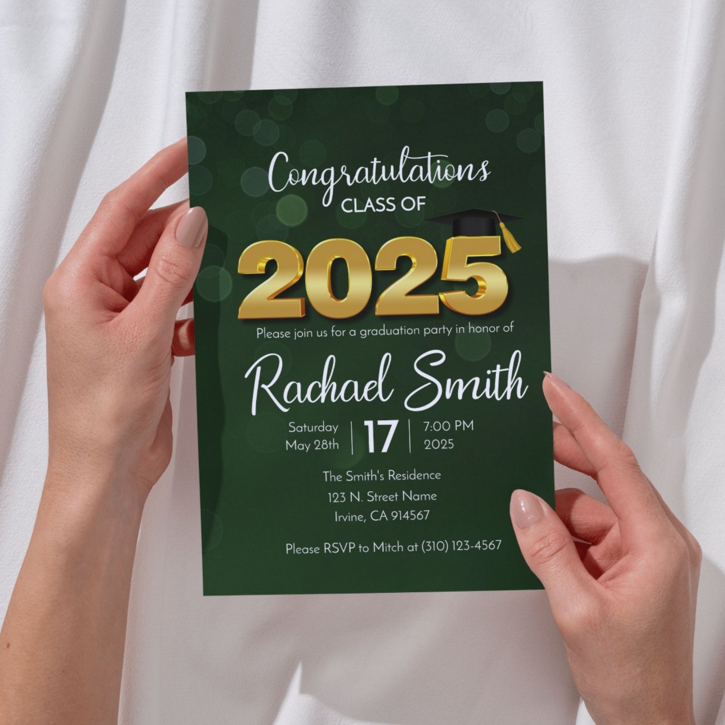 Class of 2025 Graduation Invitation Template Green