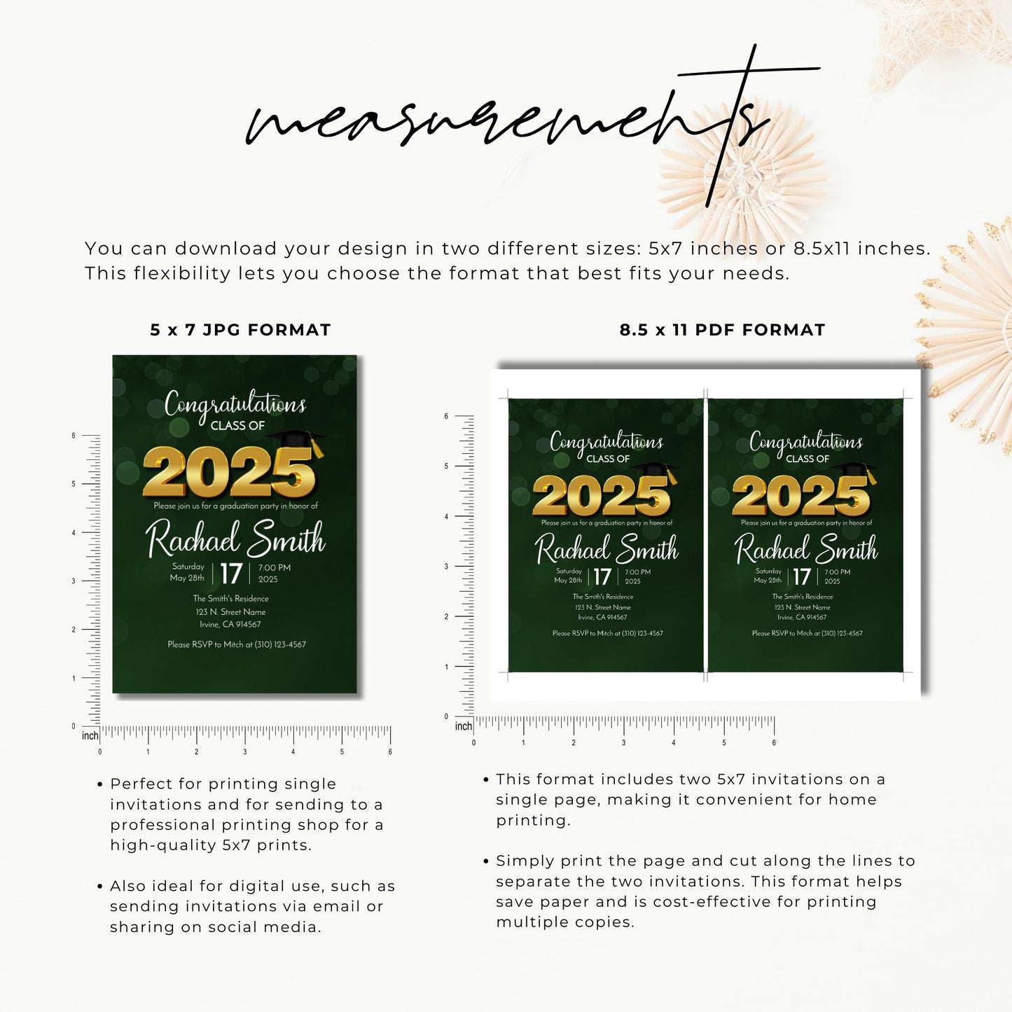 Class of 2025 Graduation Invitation Template Green