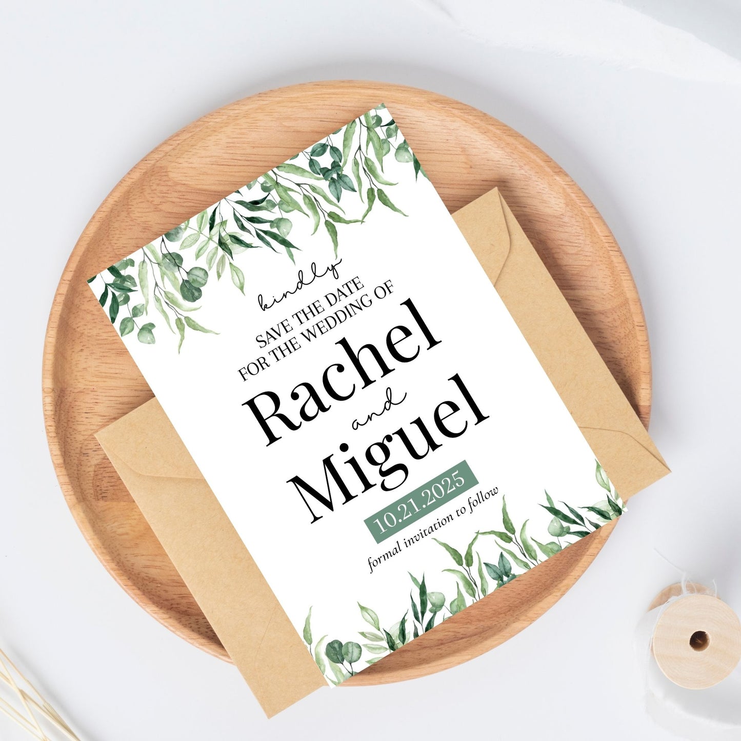 Greenery Save the Date Card Template, Wedding Save the Date Digital Download, Editable Rustic Template, Modern Wedding Announcement