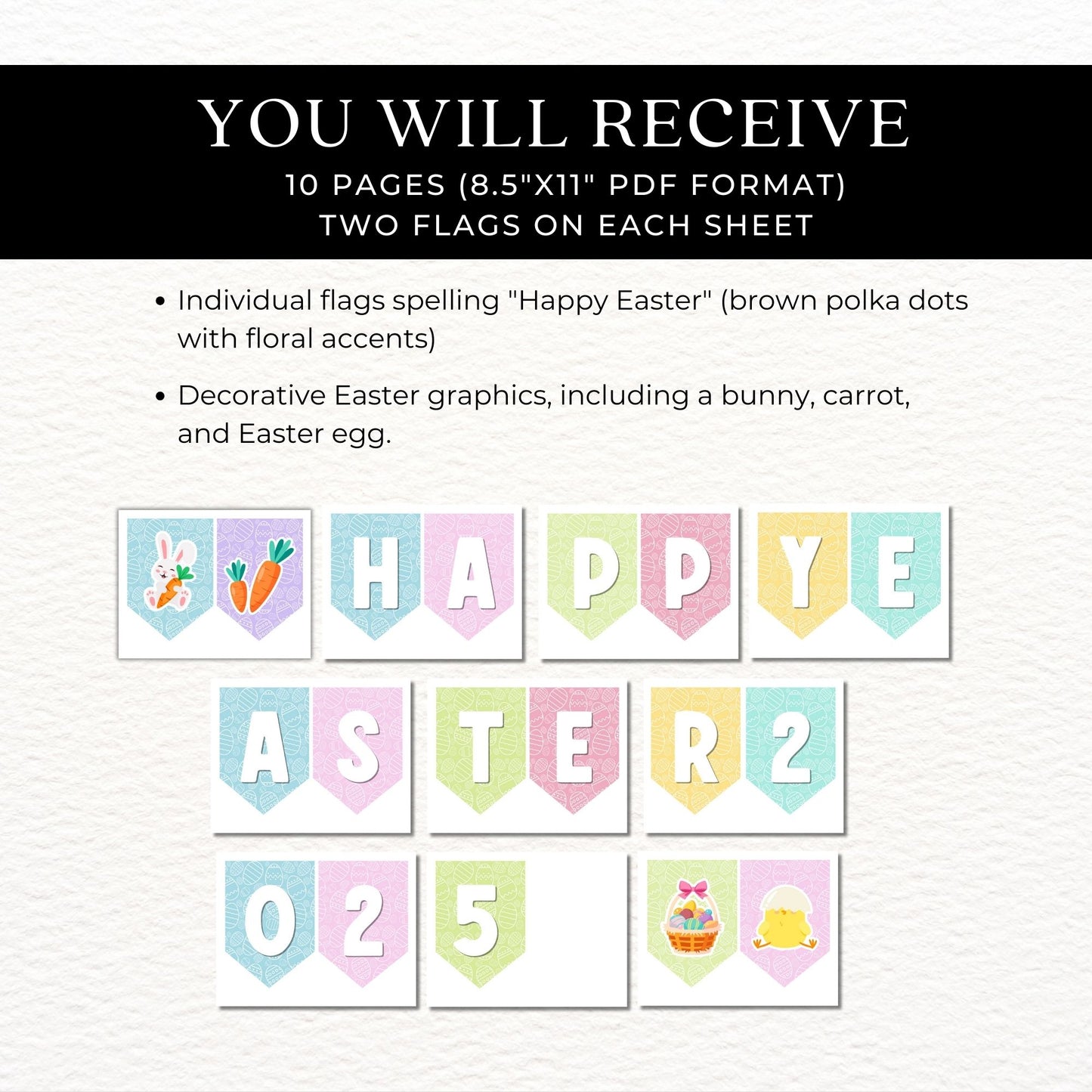 Pastel Happy Easter 2025 Banner - Printable