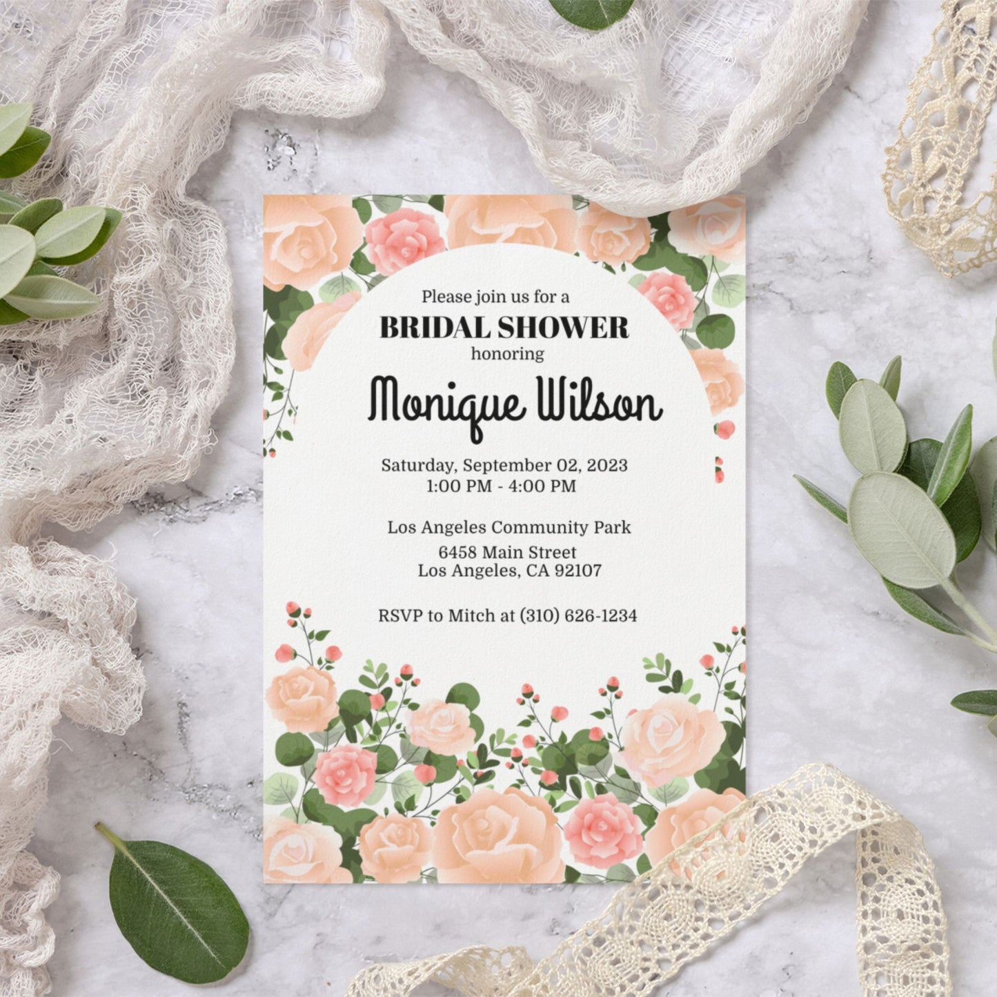 Bridal Shower Invitation Template - Floral