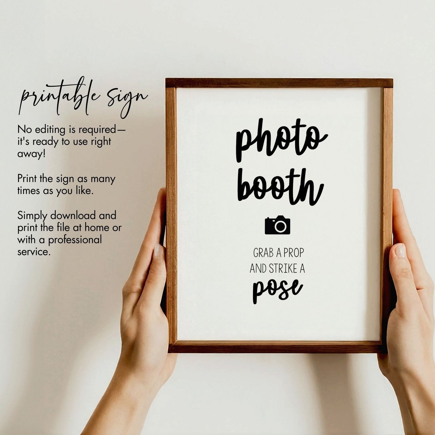 Photo Booth Sign | Grab a Prop and Strike a Pose | 8x10 Printable Wedding or Event Photo Booth Sign | Instant Download