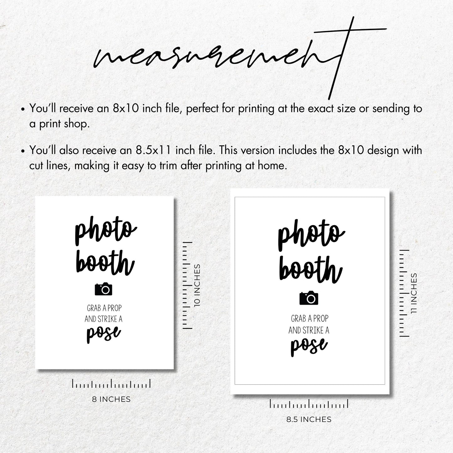 Photo Booth Sign, Grab a Prop and Strike a Pose 8x10