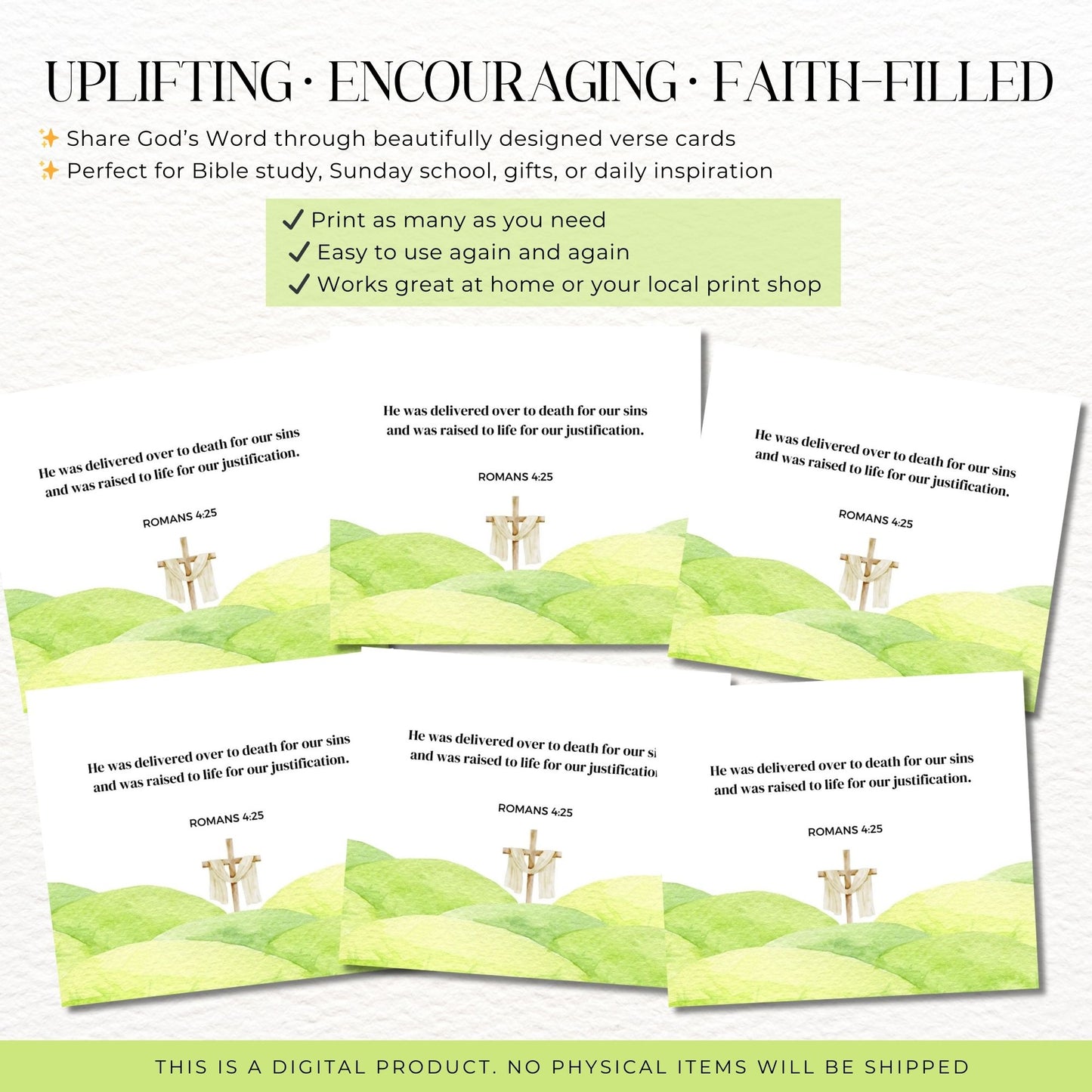 Printable Bible Verse Cards 3.5x3 | Easter Christian Wall Art | 8.5x11 PDF JPG | Scripture Cards Digital Download Gift