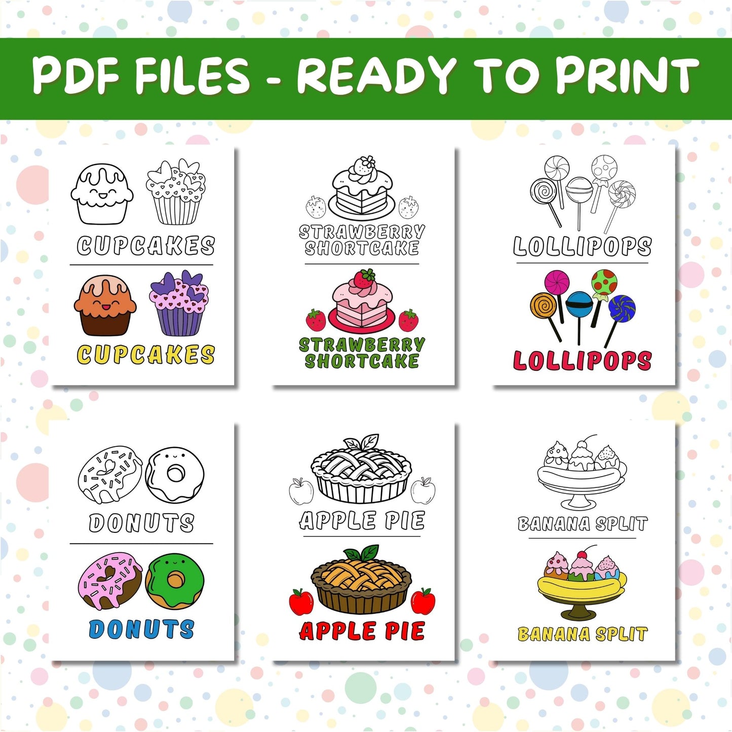 Sweet Treats Dessert Coloring Pages, Fun Printable Dessert-Themed Coloring Book, Digital Download for Kids & Adults, Ice Cream, Cake, Cookies
