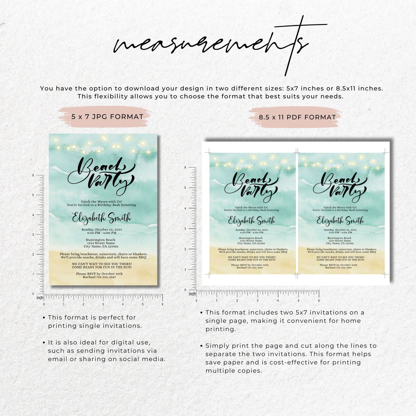 Beach Party Invitation Template