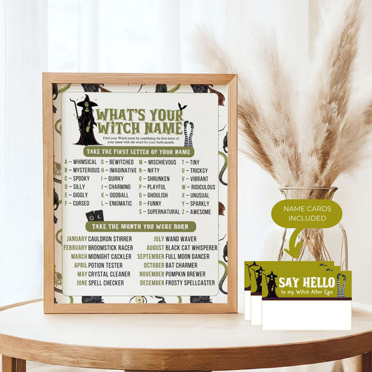 What's Your Witch Name Game, Halloween Party Printable, Fun Activity for Kids and Adults, 8X10 Instant Download, Witch-Themed Halloween Game