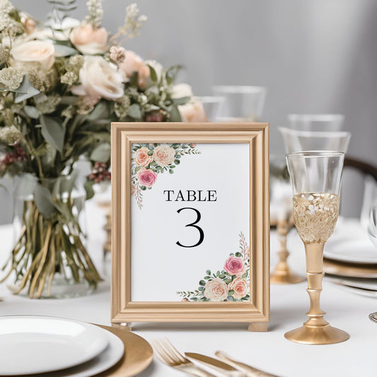 Printable Wedding Table Numbers 1-20, 5x7 Digital Download, Elegant Table Number Signs, Instant Download, Ready to Print