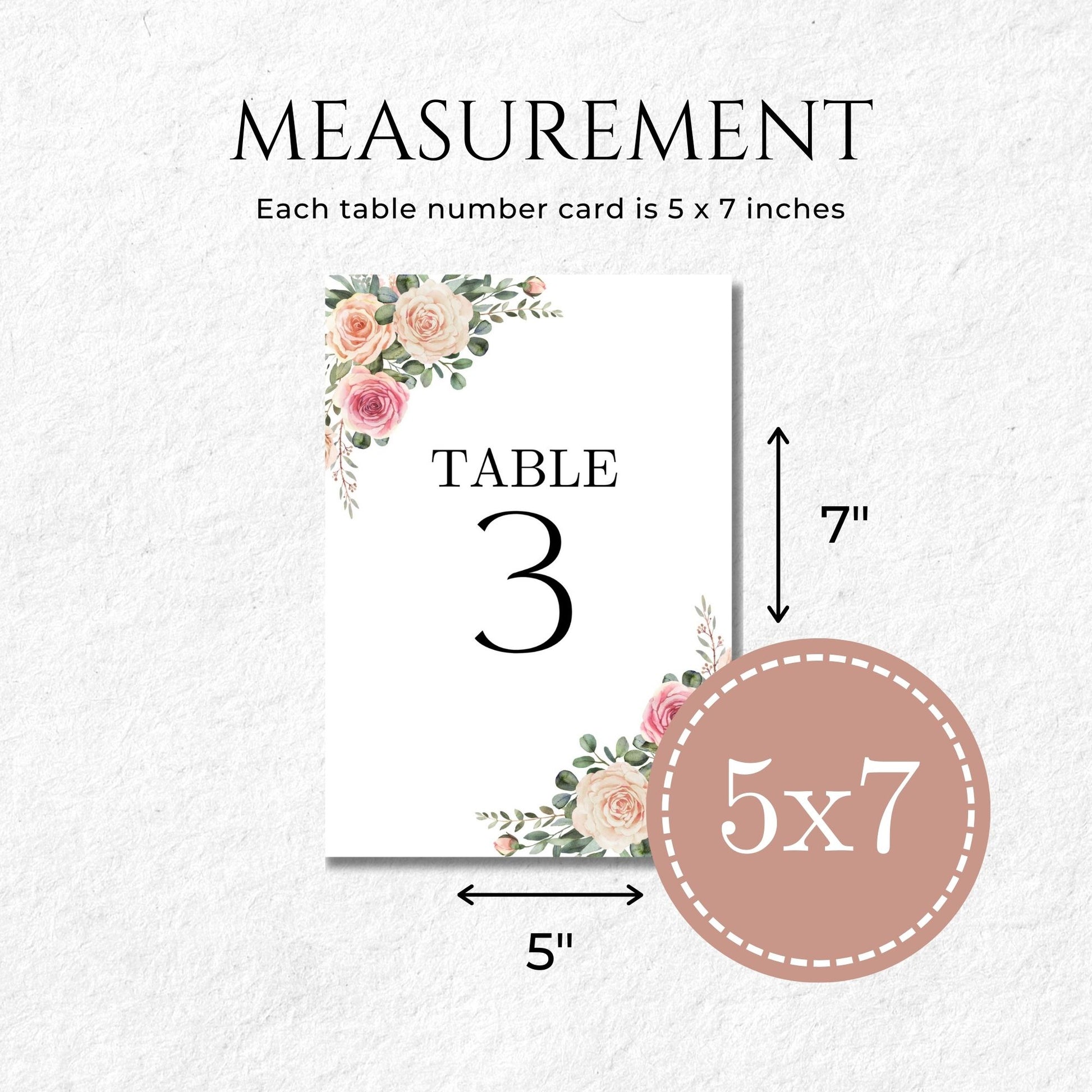 Printable Wedding Table Numbers 1-20, 5x7 Digital Download, Elegant Table Number Signs, Instant Download, Ready to Print