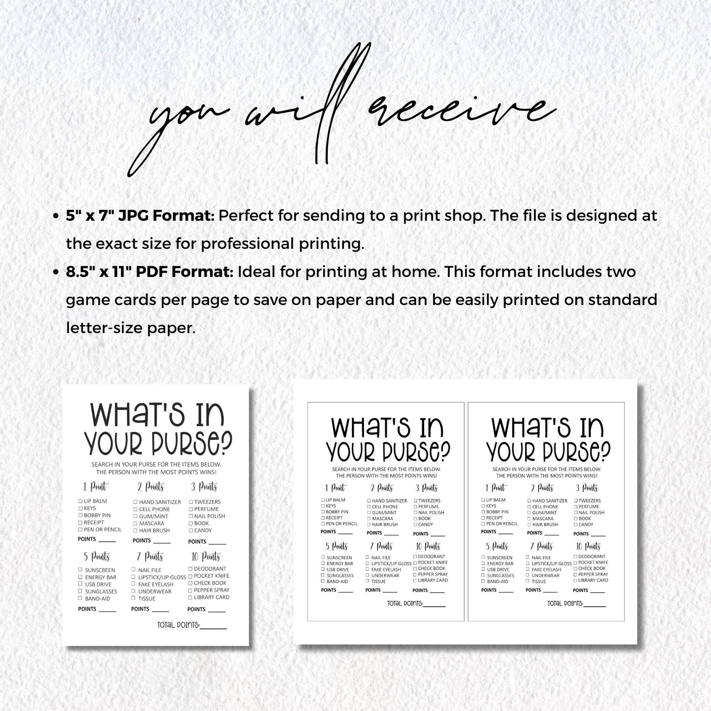 What's in Your Purse? Bridal Shower Game