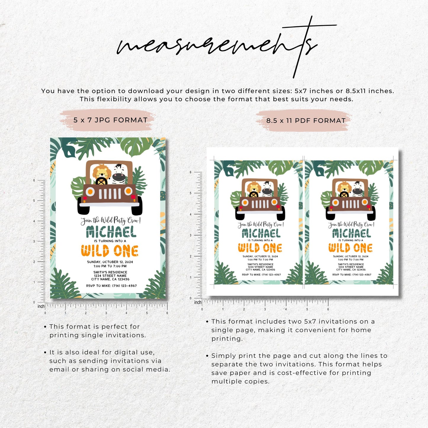Wild One 1st Birthday Invitation Template
