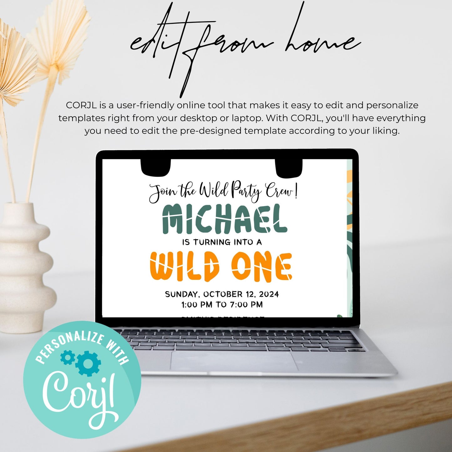 Wild One 1st Birthday Invitation Template