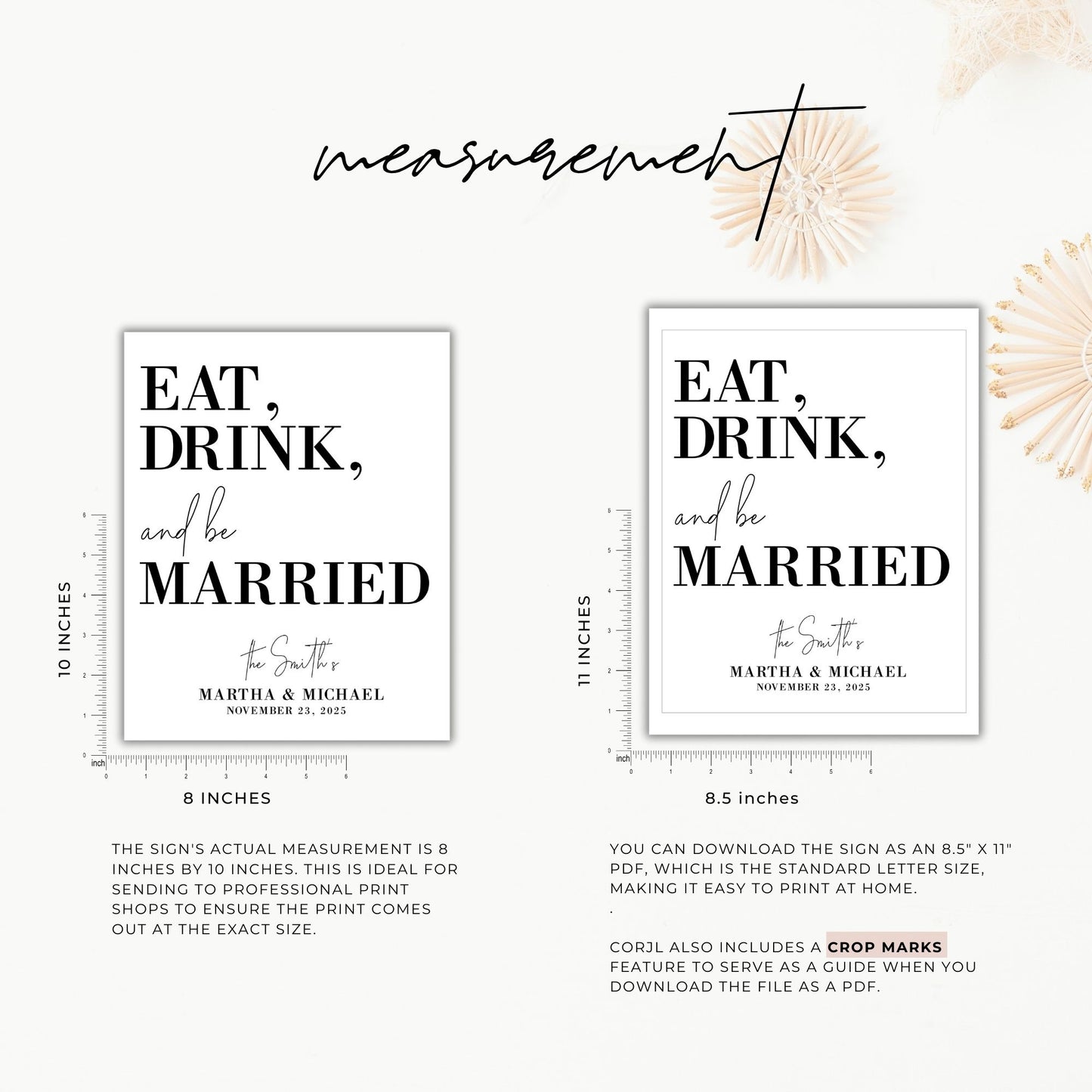 Personalized Wedding Sign "Eat, Drink, and Be Married" Template