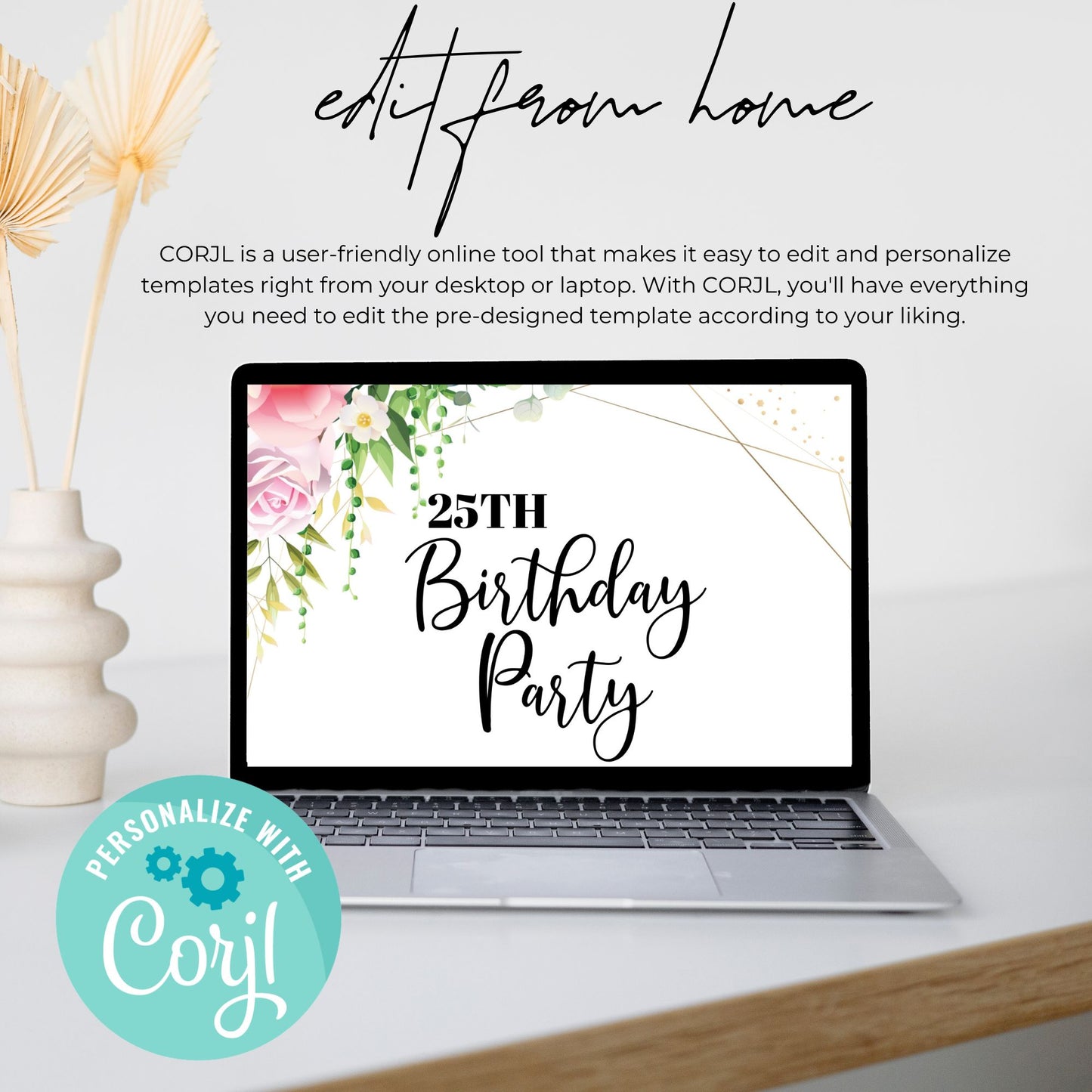 Editable Any Age Birthday Party Invitation Template 5x7
