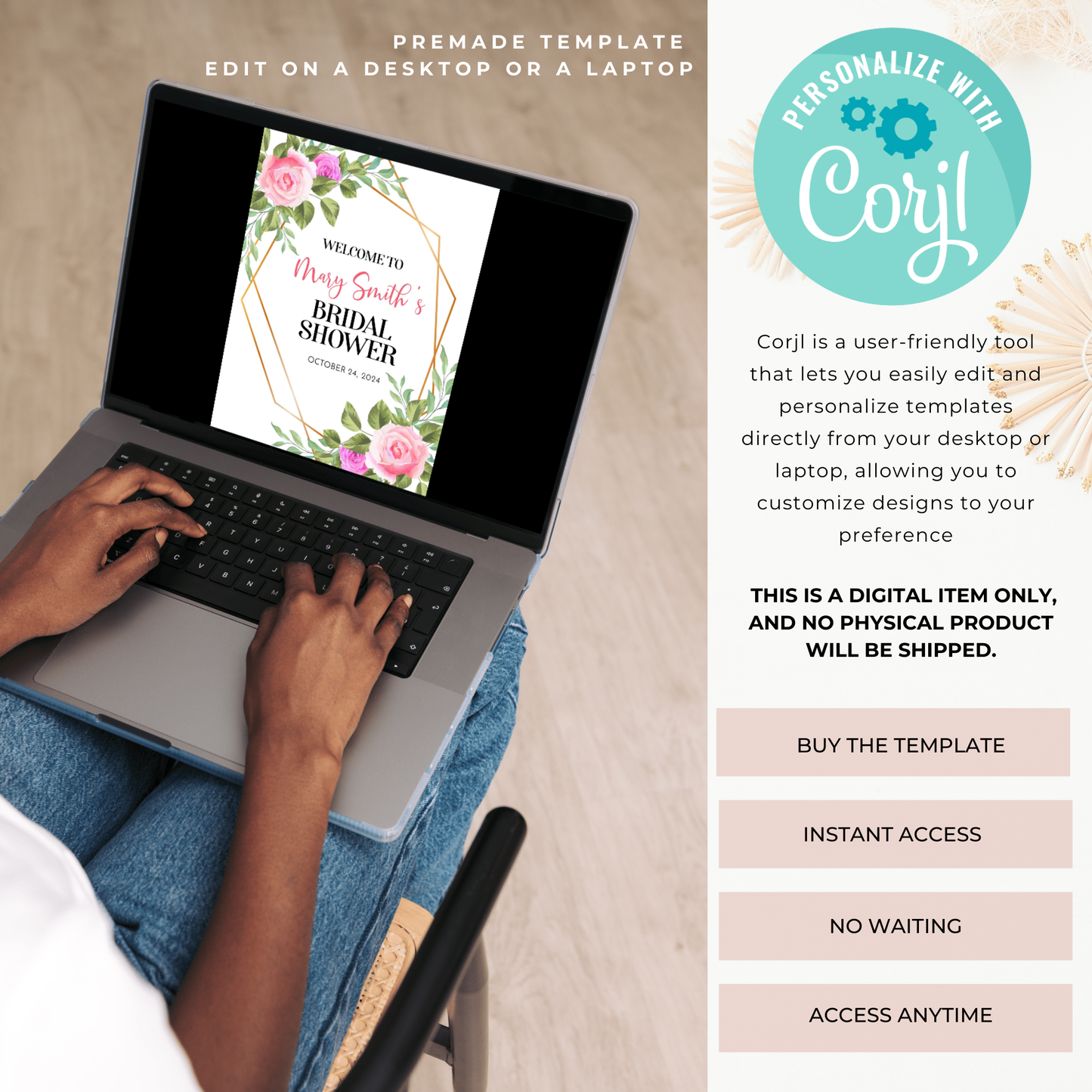 Floral Bridal Shower Welcome Sign 8x10