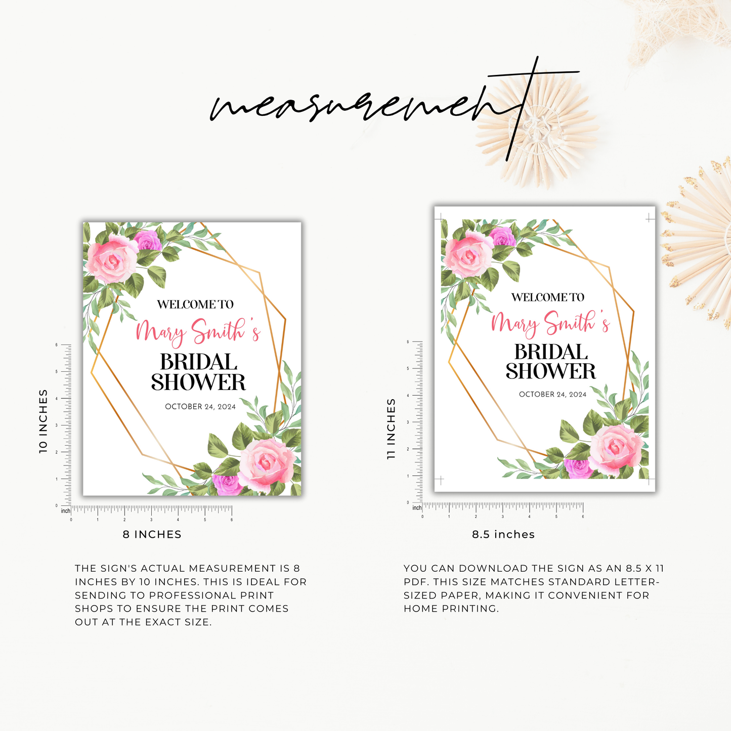 Floral Bridal Shower Welcome Sign 8x10