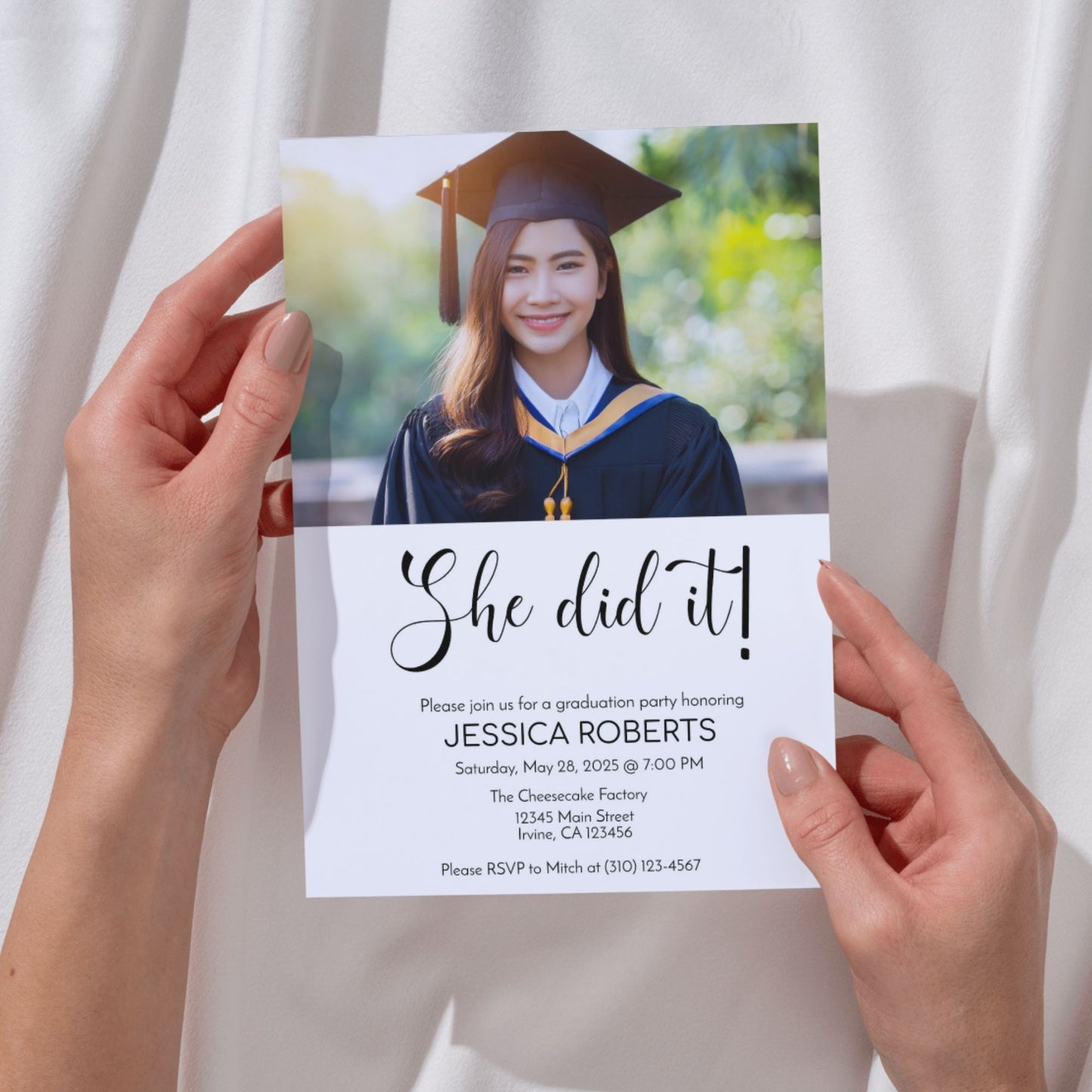 Minimalist 5x7 Graduation Invitation Template Editable in Corjl | Instant Download, Customizable, Print at Home