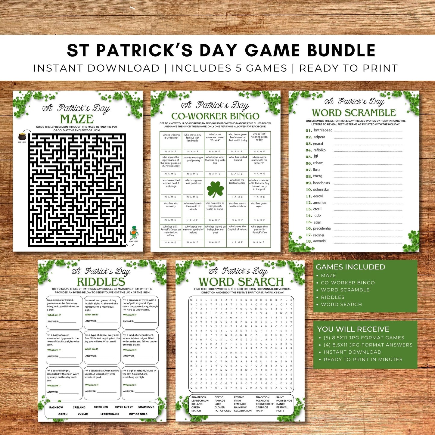 St. Patrick's Day Party Game Bundle