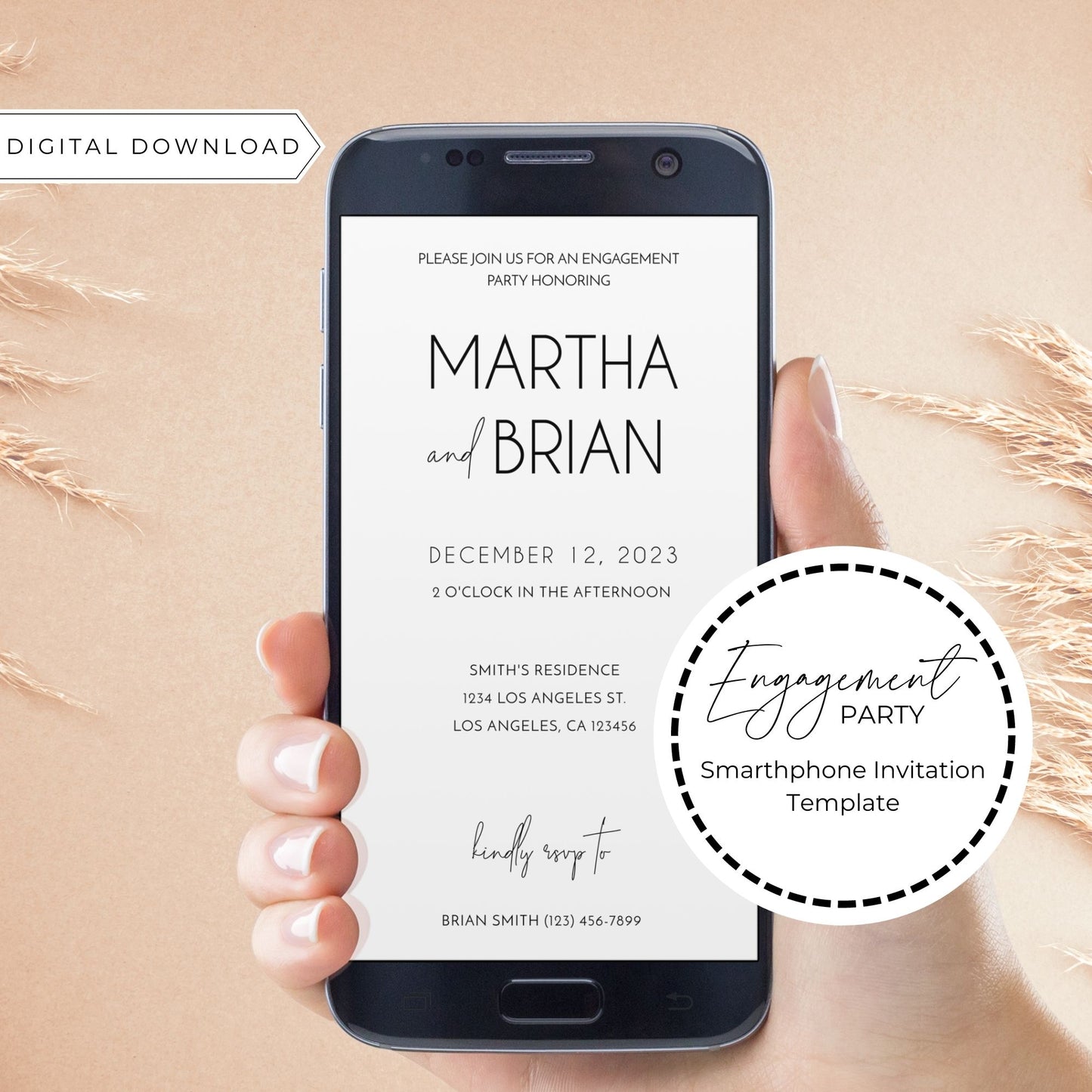 Minimalist Engagement Party Smarthpone Invitation Template