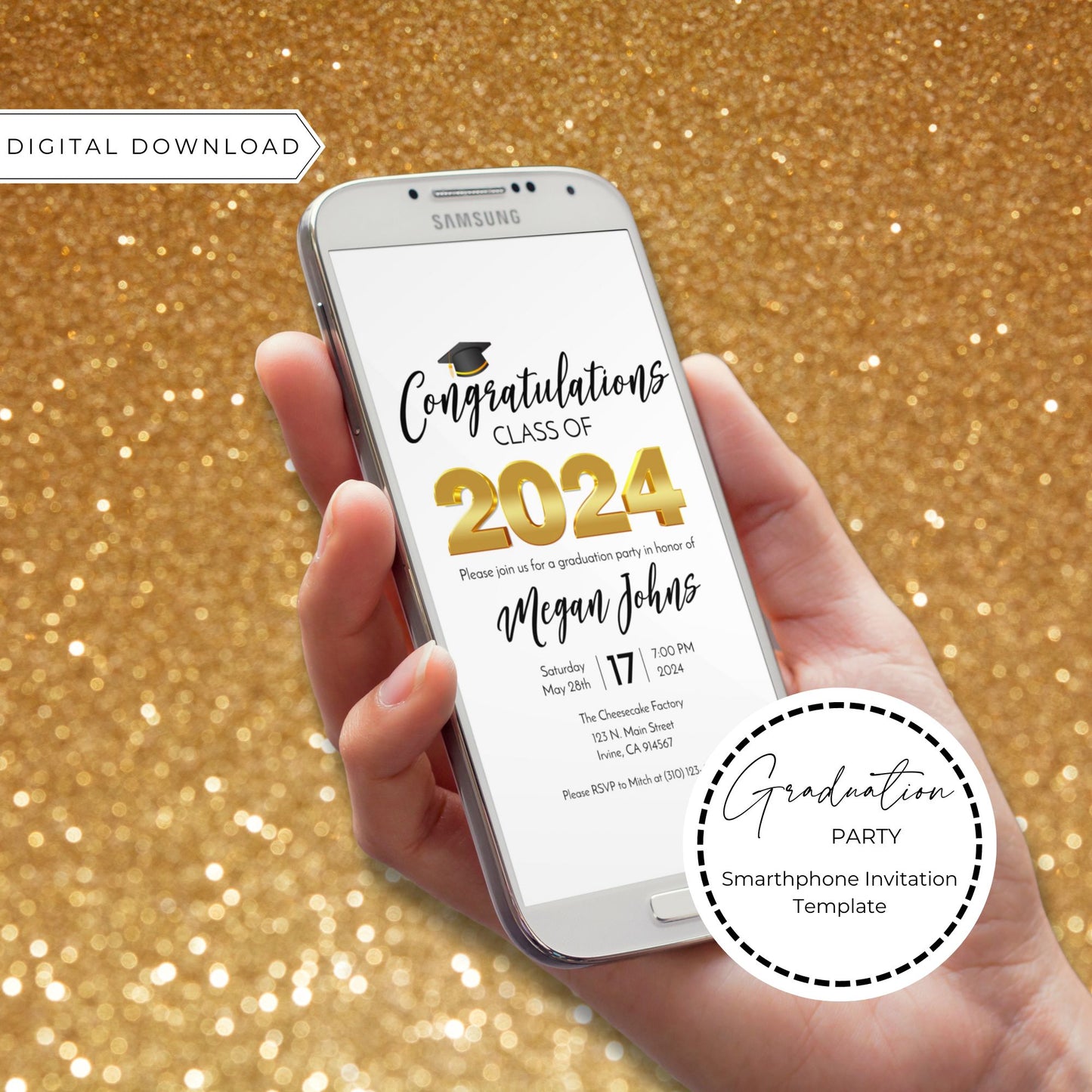Graduation Smartphone Invitation Template 2024
