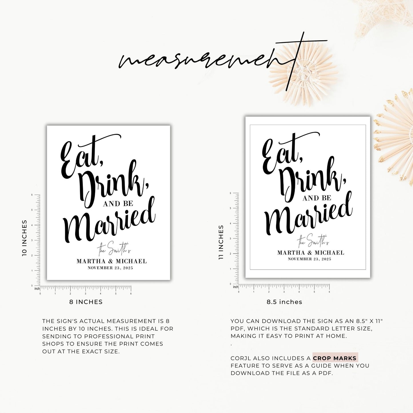 Eat Drink and Be Married Wedding Sign 8x10