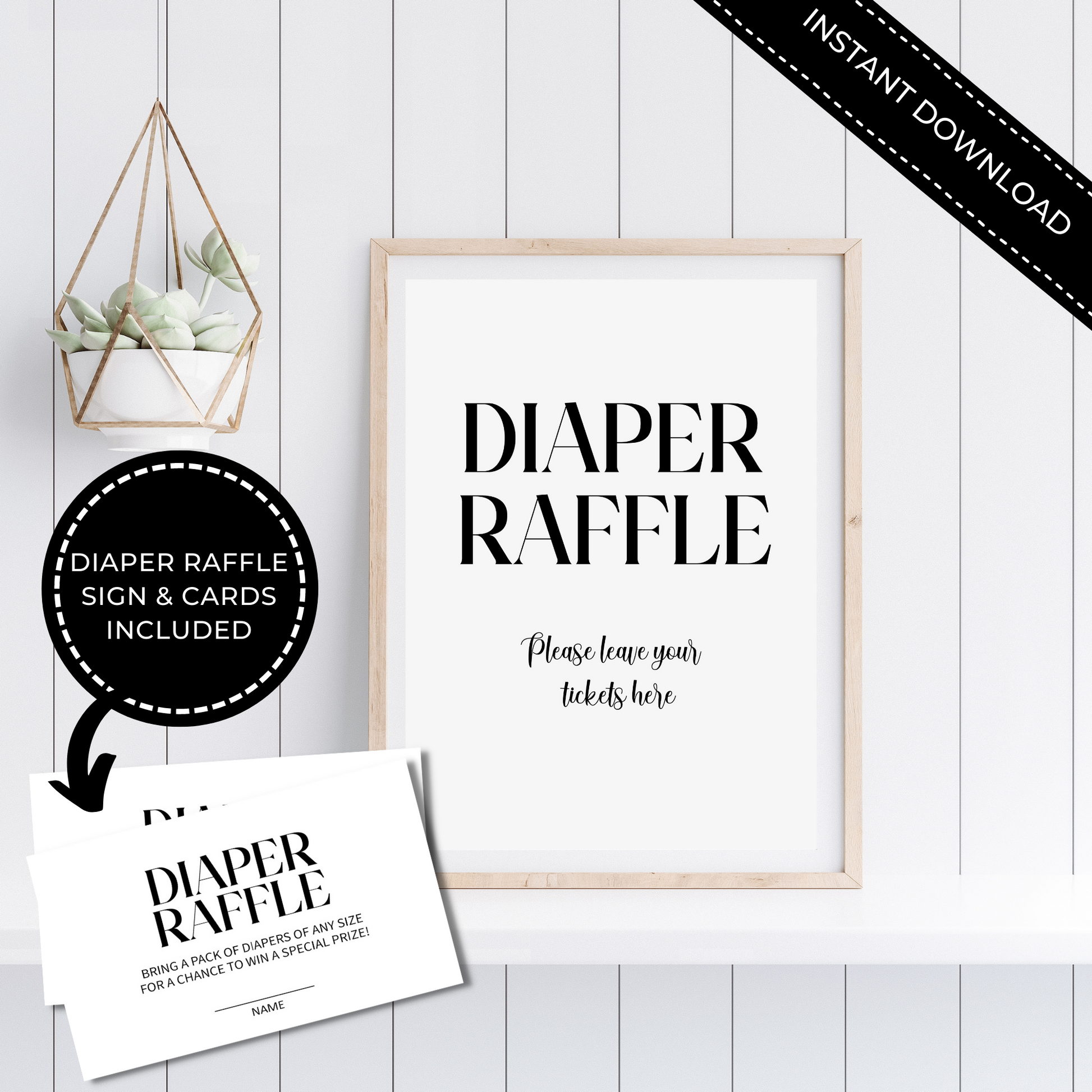 Baby Shower Diaper Raffle Sign and Cards Printable