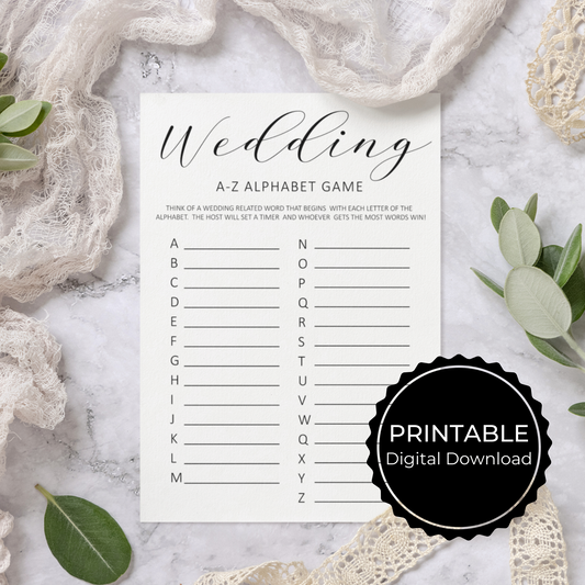 Wedding A-Z Printable Alphabet Game