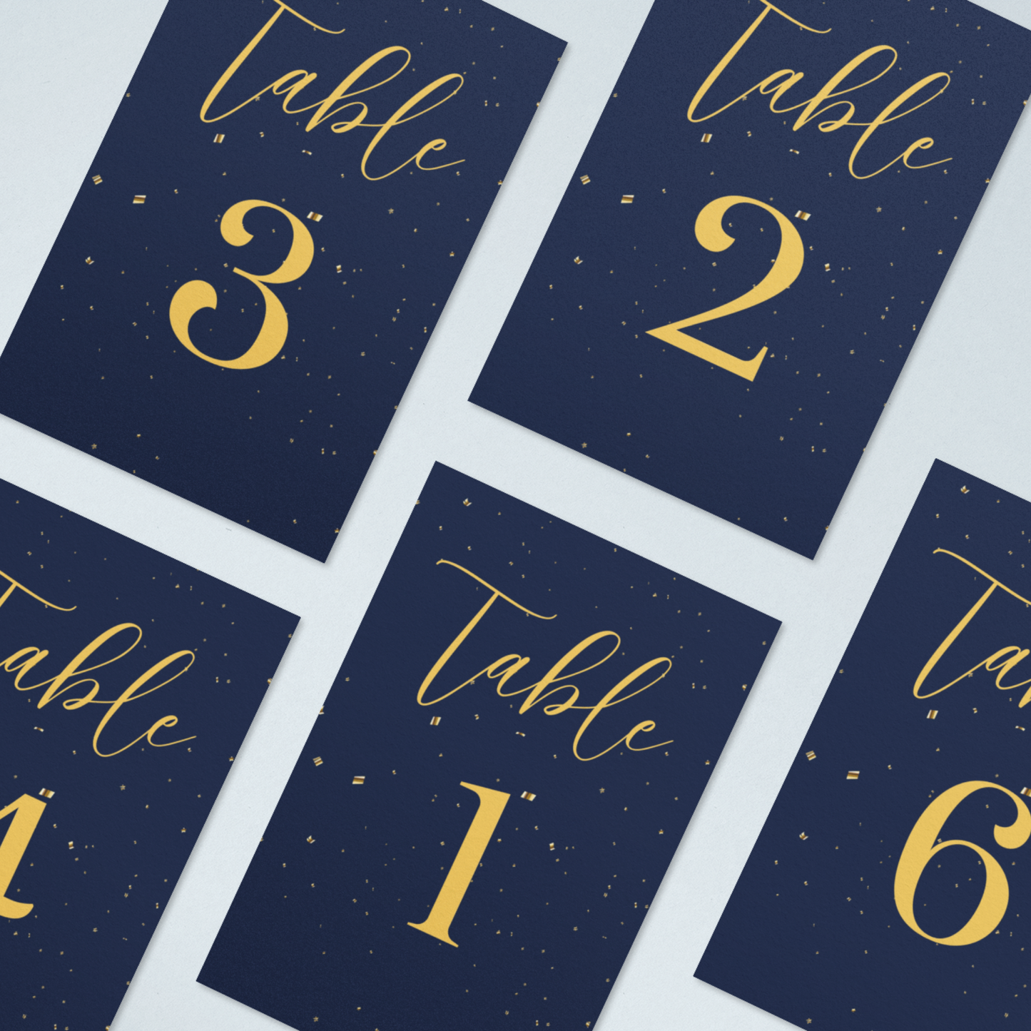 Navy Blue and Gold Wedding Table Numbers Printable - Table 1-25
