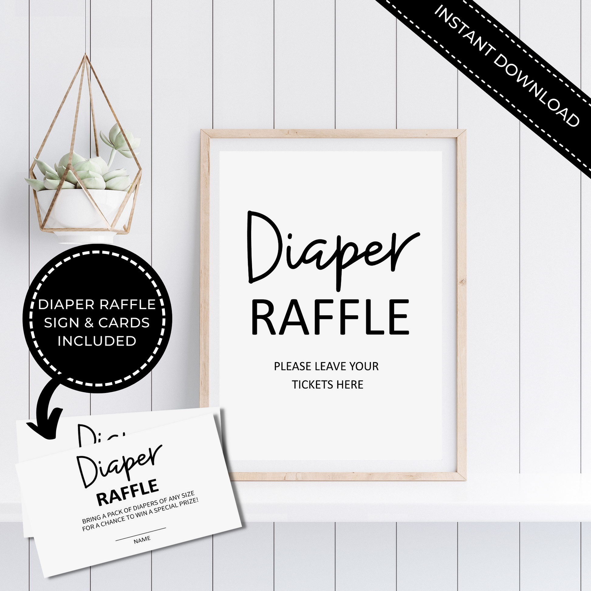 Minimalist Diaper Raffle Card Printable
