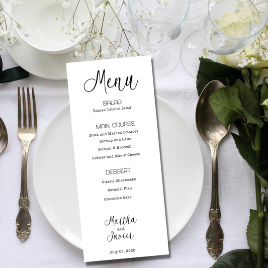 Wedding Menu Template - Minimalist