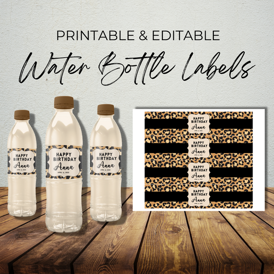 Personalized Bottled Water Template - Leopard Print