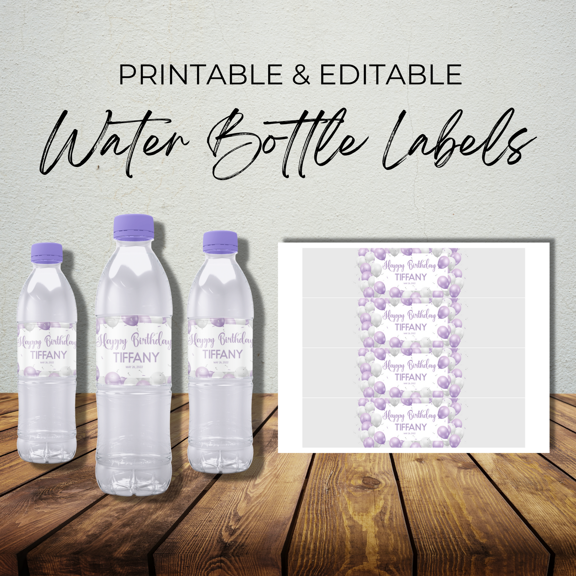 Bottled Water Template - Purple