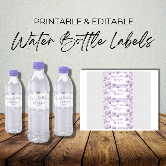 Bottled Water Template - Purple