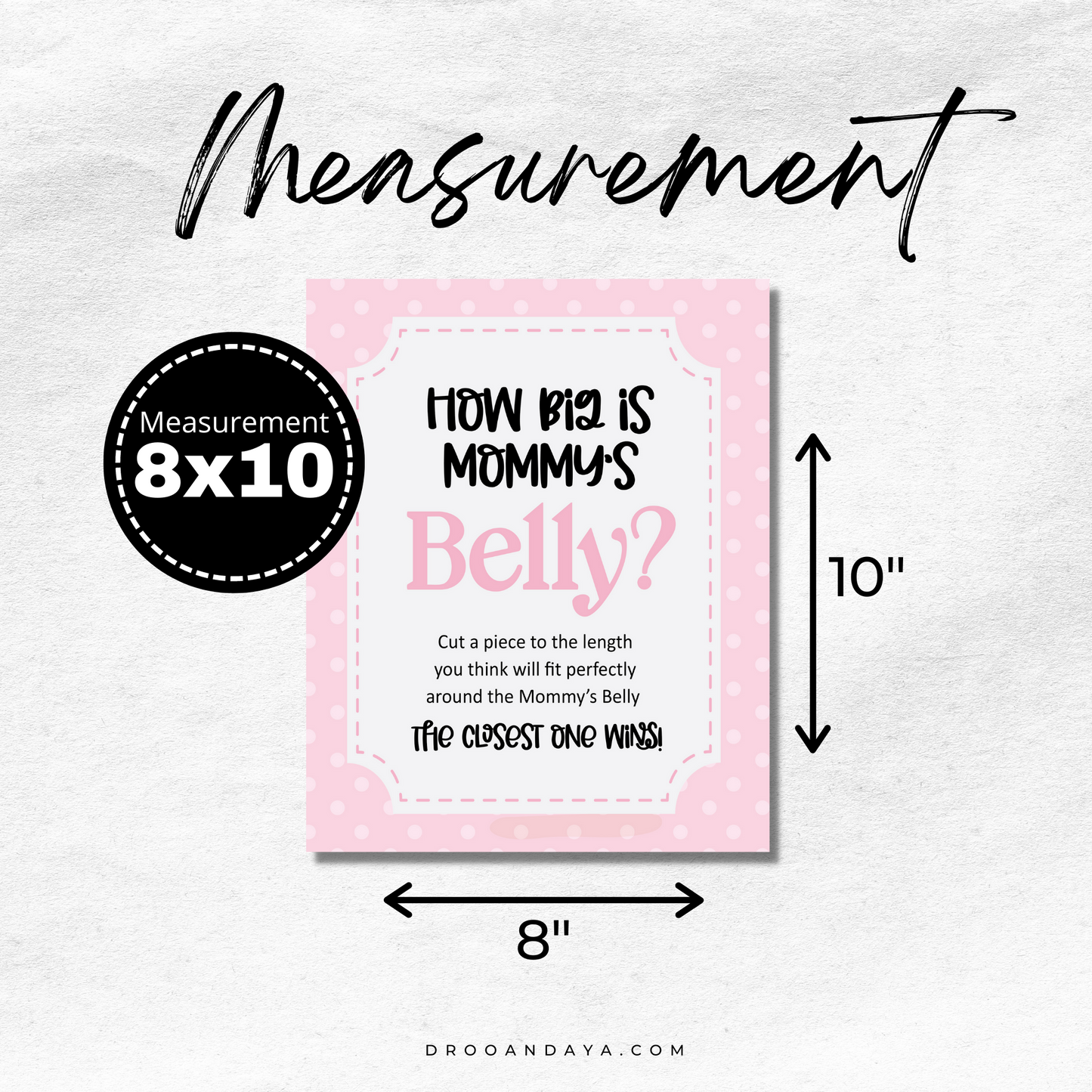 Printable How Big is Mommy's Belly Baby Shower Game Sign - Droo & Aya