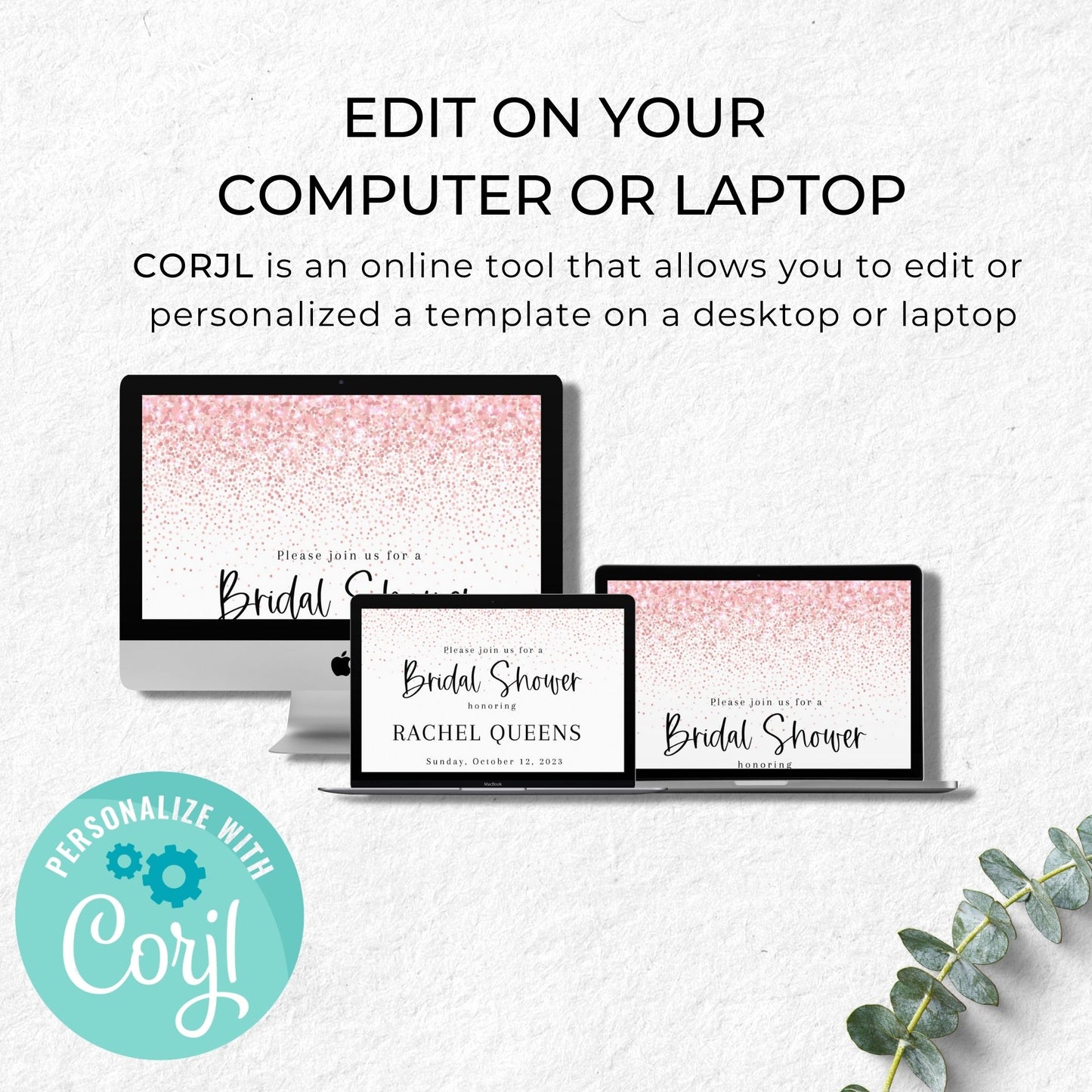 Pink Glittered Bridal Shower Invitation Template