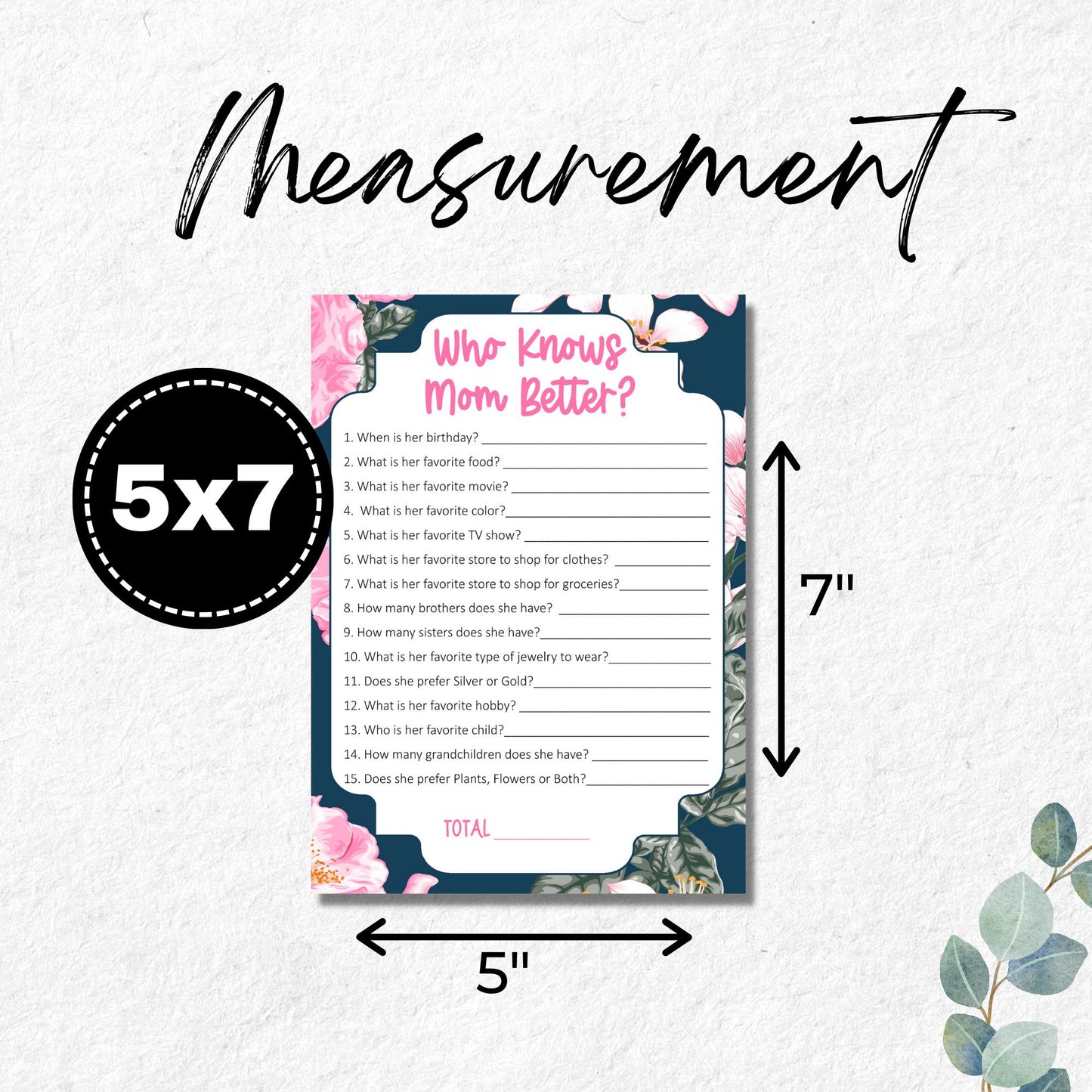 Who Knows Mom Better, Mothers Day Game Printable - Floral