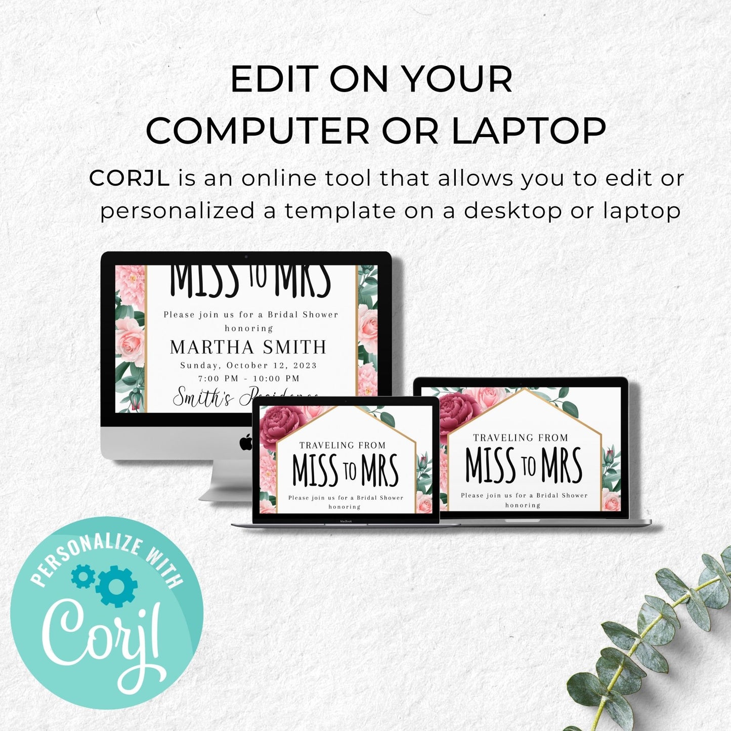 Miss to Mrs Invitation Template - Floral