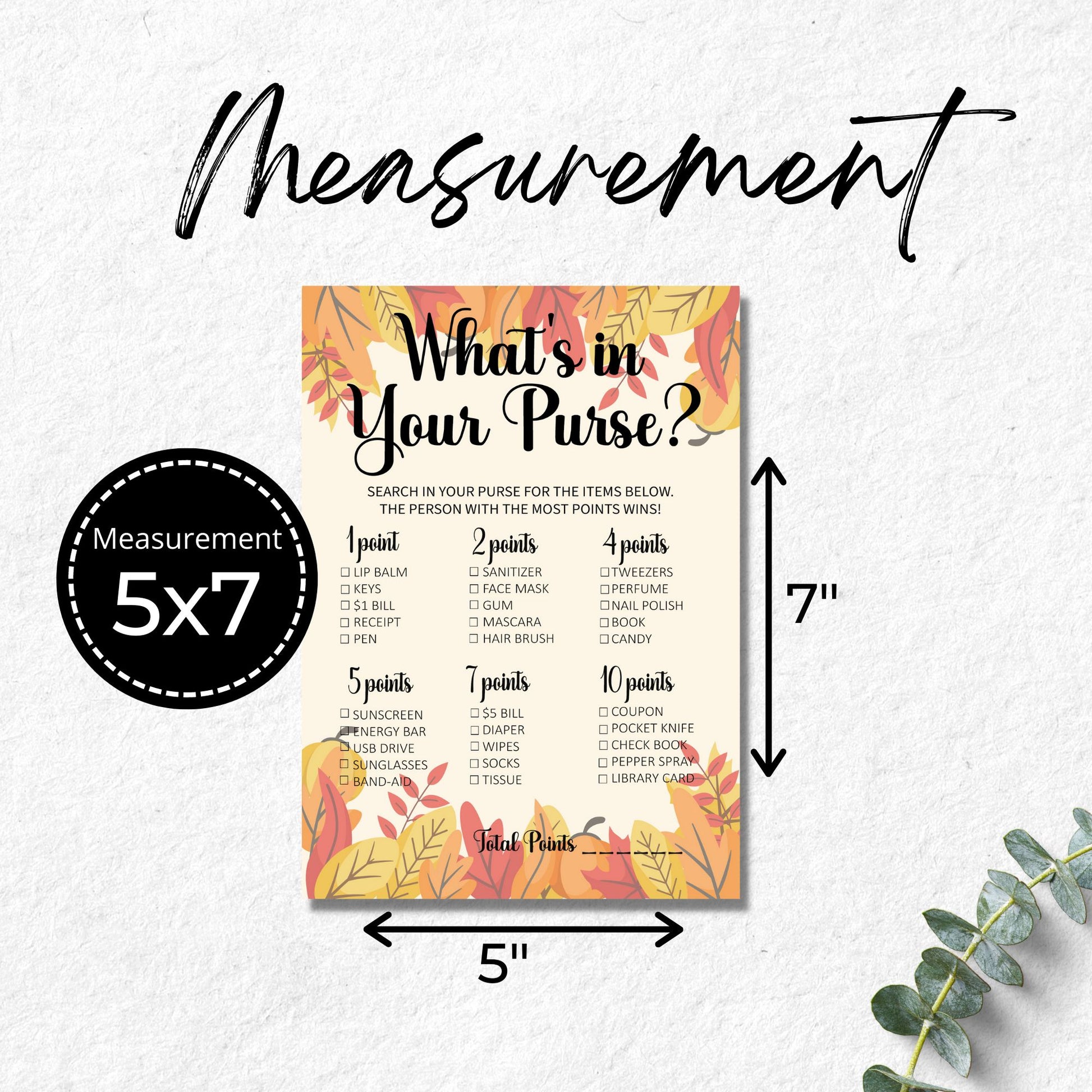 Fall Baby Shower Activity - What's in Your Purse