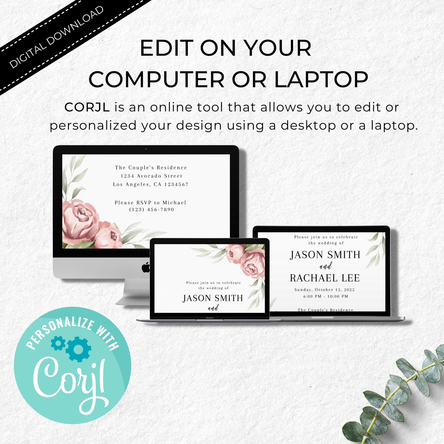 Floral Wedding Editable Invitation Template