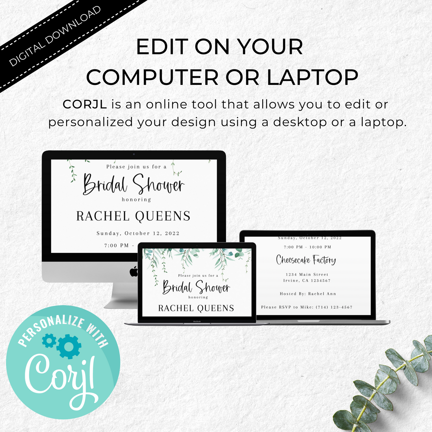 Bridal Shower Template Eucalyptus