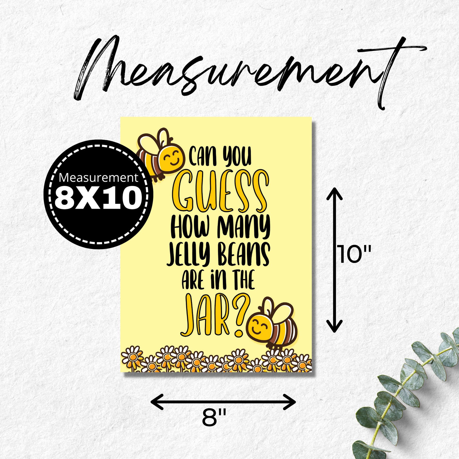How Many Jelly Beans in a Jar Printable Game for Baby Shower - Bee Party Theme