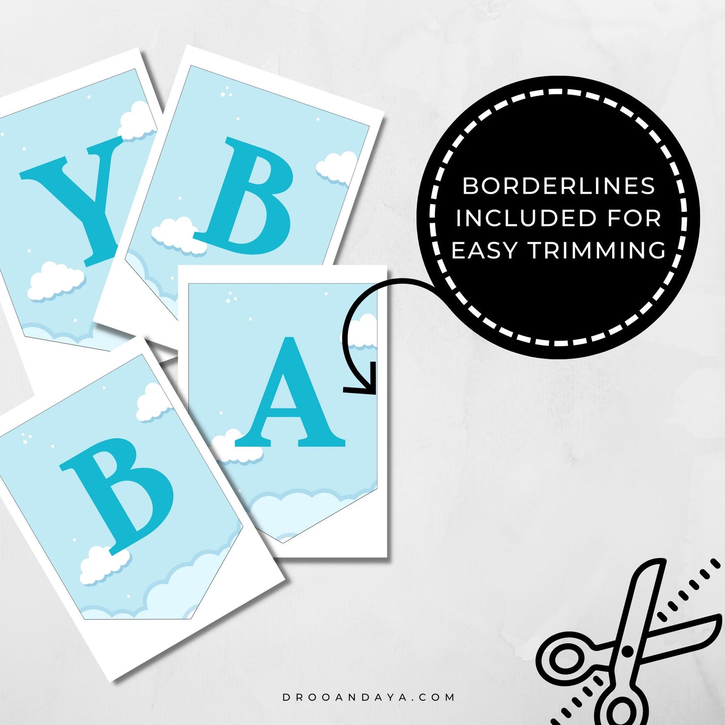 Baby Shower Printable Banner - Blue Hot Air Balloon