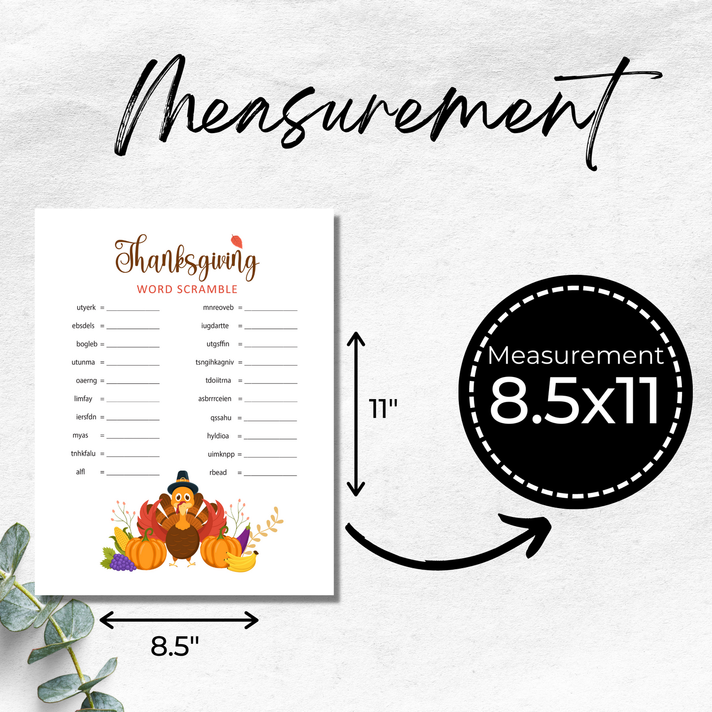Thanksgiving Game Word Scramble Printable