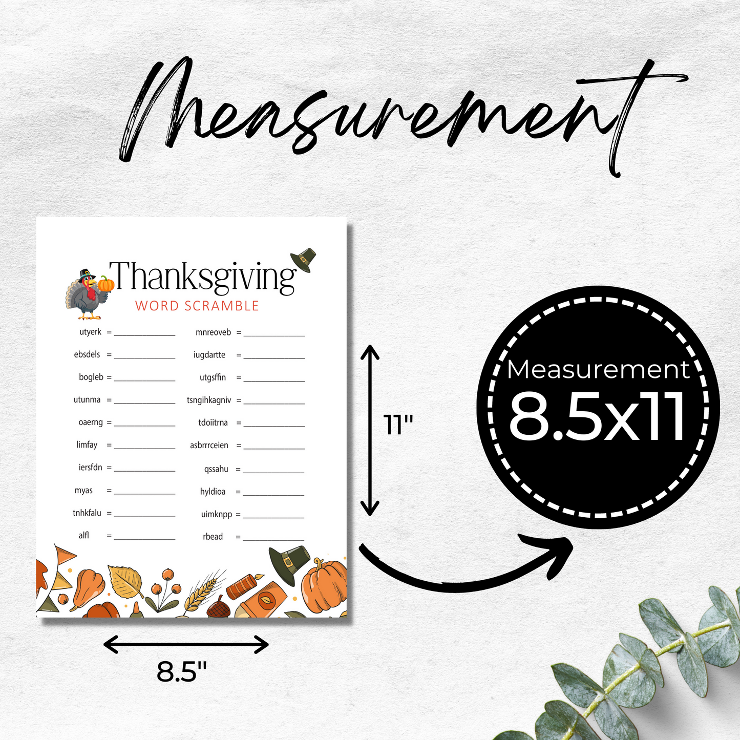 Thanksgiving Game Word Scramble Printable