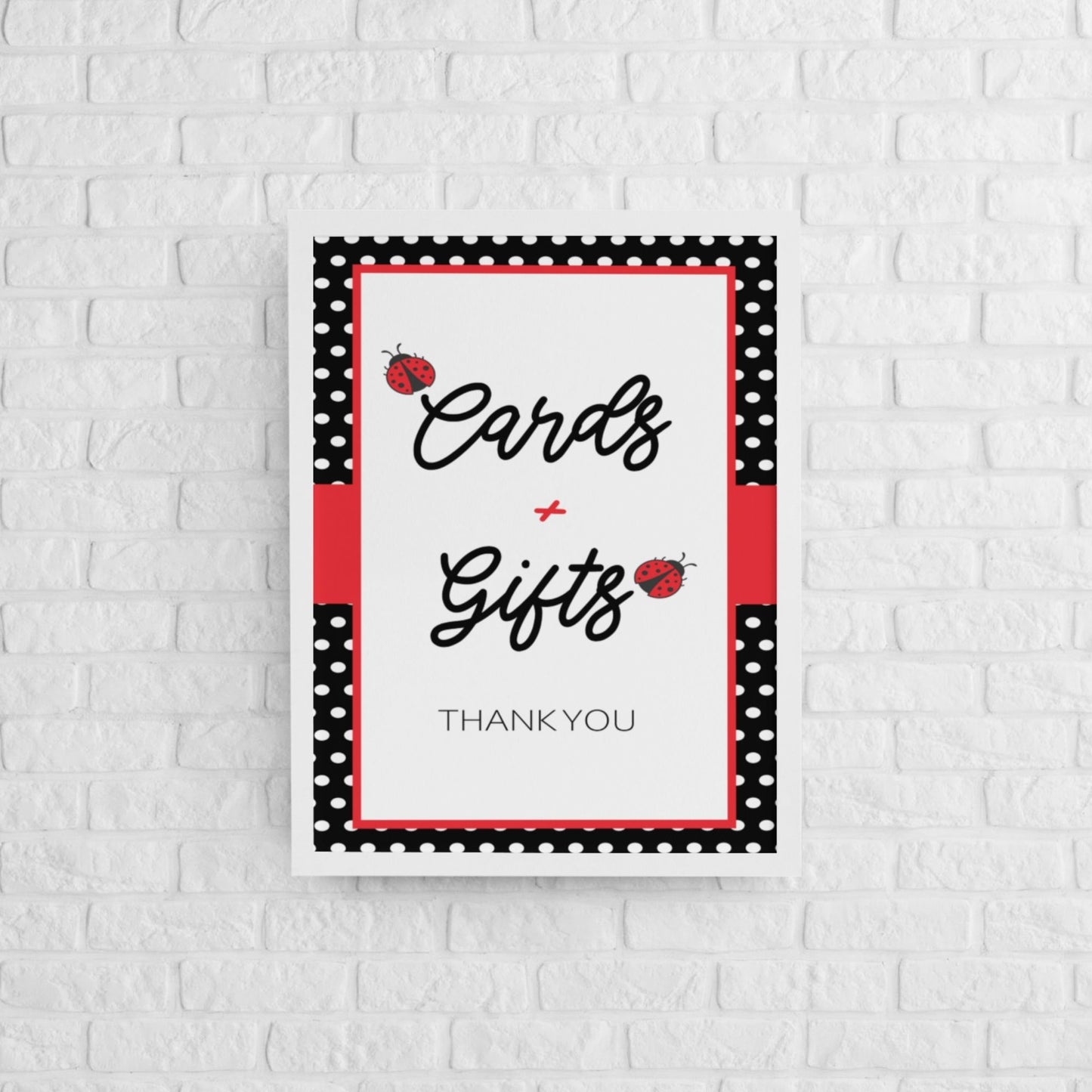 Cards and Gifts Sign Printable - Ladybug - Droo & Aya