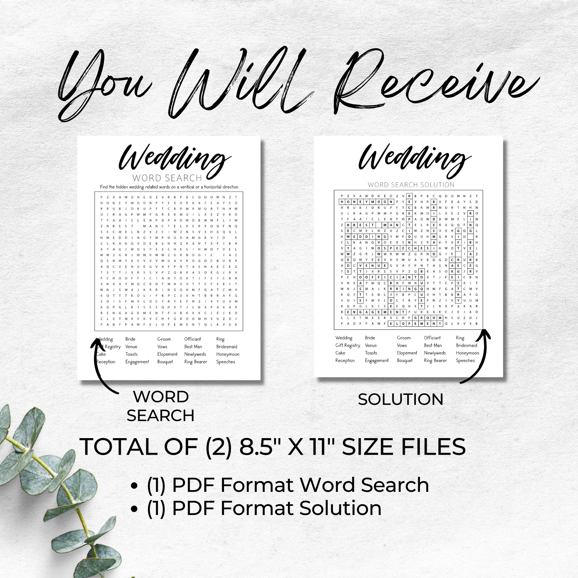 Wedding Word Search Printable Wedding Game - Minimalist
