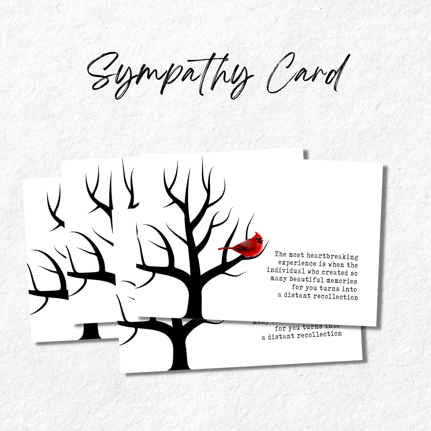 Cardinal Bird Sympathy Card, Bereavement Card, Condolence Card