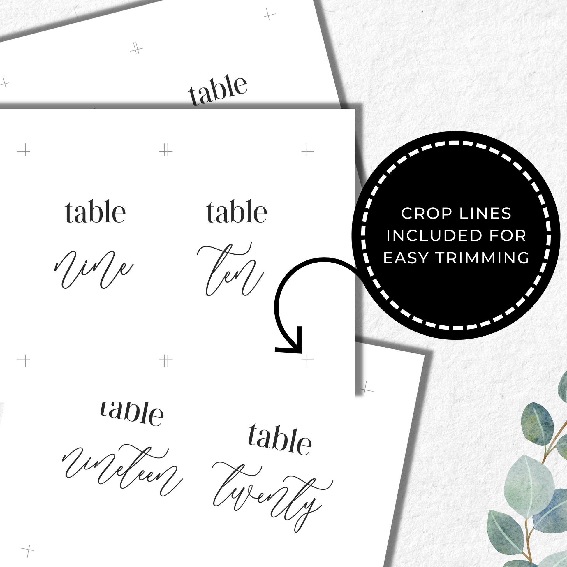 Wedding Table Numbers Printable - Table 1-20